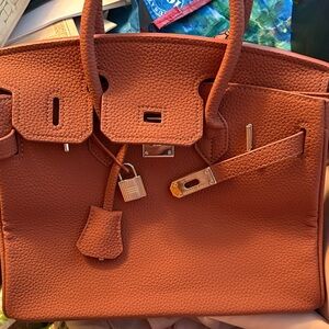 -style Women's Leather Satchel Bag in Burnt Orange